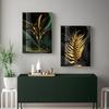 Абстрактное растение плакат золотой зеленый черный лист Современная картина на холсте настенная живопись печать картина скандинавская гостиная украшение дома