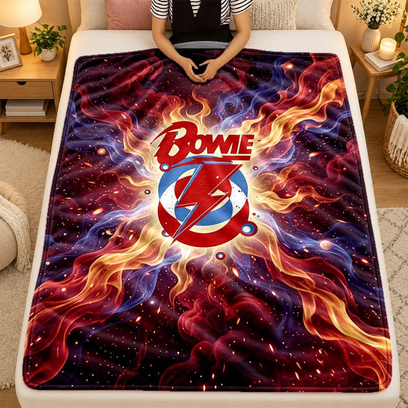 Flannel BlanketDavid Bowie Warm Soft Throw Blanket for Indoor Sofa Bed Living Room Use