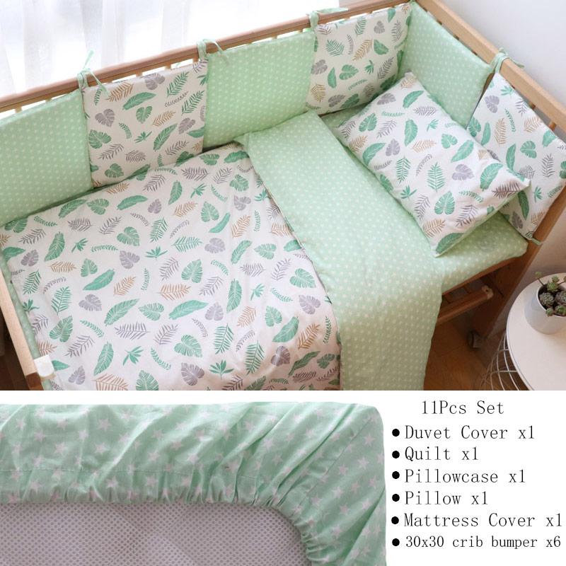 Baby Bedding Set For Newborns Soft Cotton Crib Bedding Set With Bumper For Girl Bed Linen For Kid Baby Nursery Decor Custom Made