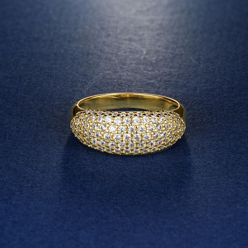 Rings Trendy Elegant 5A Cubic Zirconia Gold Plated Classic Hip Hop Iced Out Cluster Wedding Pave Dome Rings for Unisex