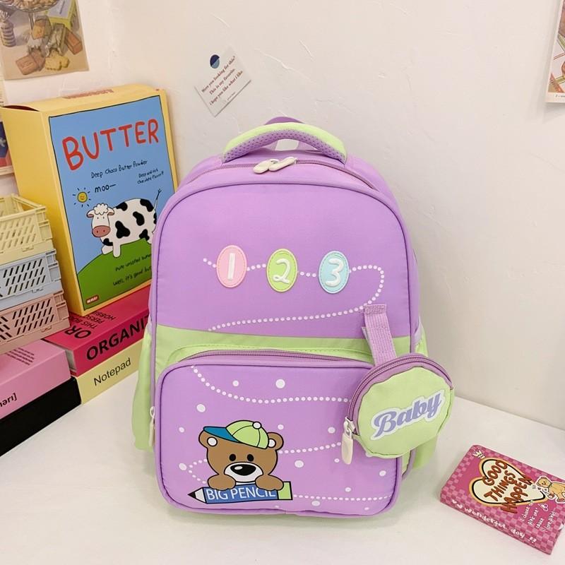 Lightweight Breathable Waterproof Large Capacity Backpack For Kids With Cute Bear Design