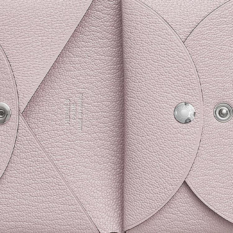 Hermes Calvi Duo Solid Color Minimalist Flap Card Holder Women Card Holder Mauve-Pale H082977CK09