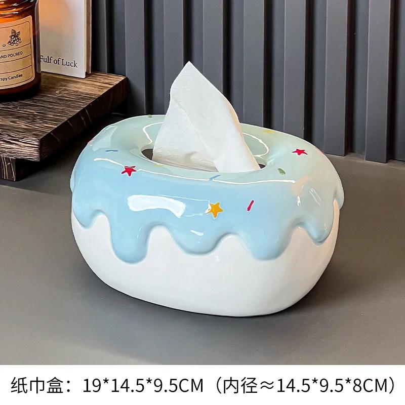 Donut Ceramic Tissue Box Elegant Porcelain Napkin Case For Living Room Coffee Table Decor For Women Teens Christmas Gift