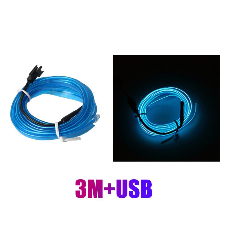 300CM Car Interior EL Wiring Neon Strip LED Decorative Lamp DIY Light for Dashboard Door Footwell Auto Decoration