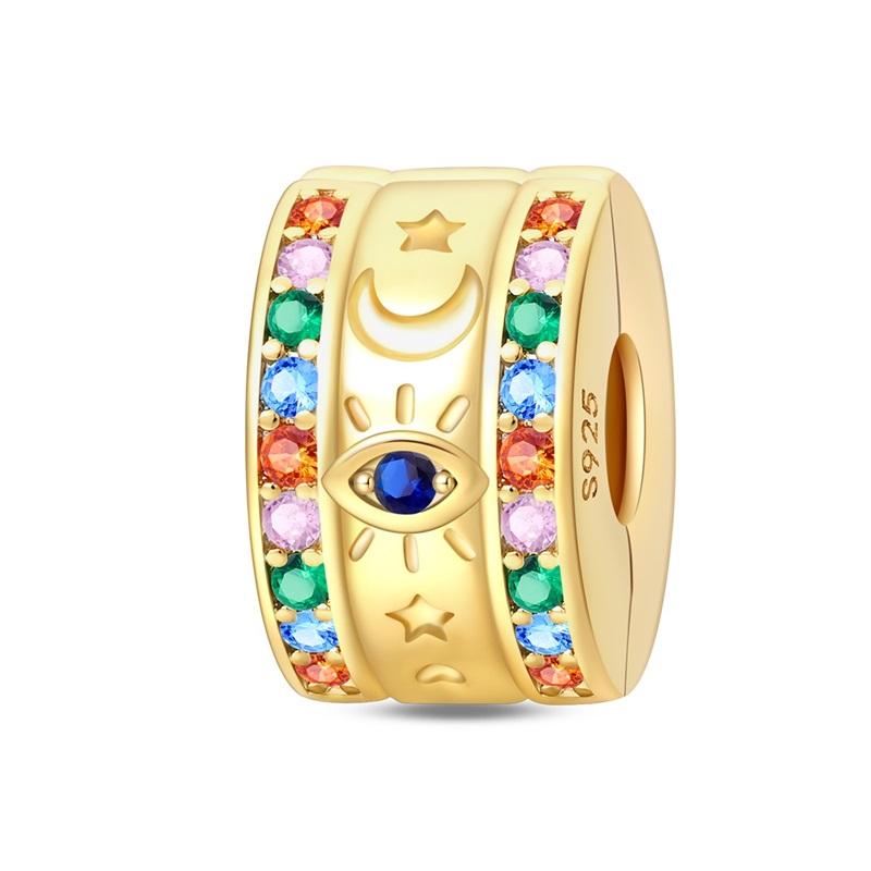 Original 925 Silver Gold DIY Charms Beads with Zirconium Sun Leopard Pendants for Bracelet Jewelry Making