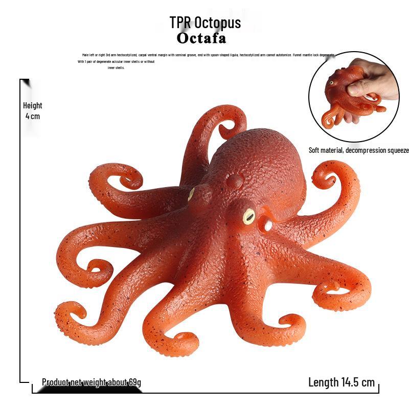 Kids' Ocean Animal Stress Relief Squeeze Toys - Crab, Octopus, Shark, Pufferfish, Dunkleosteus Models