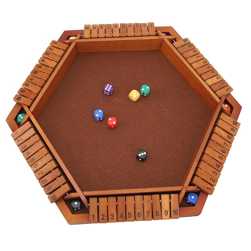 Wooden Board Game Math Box Dice Game Players Shut Family Table Board Dice Game for 1?6 Players