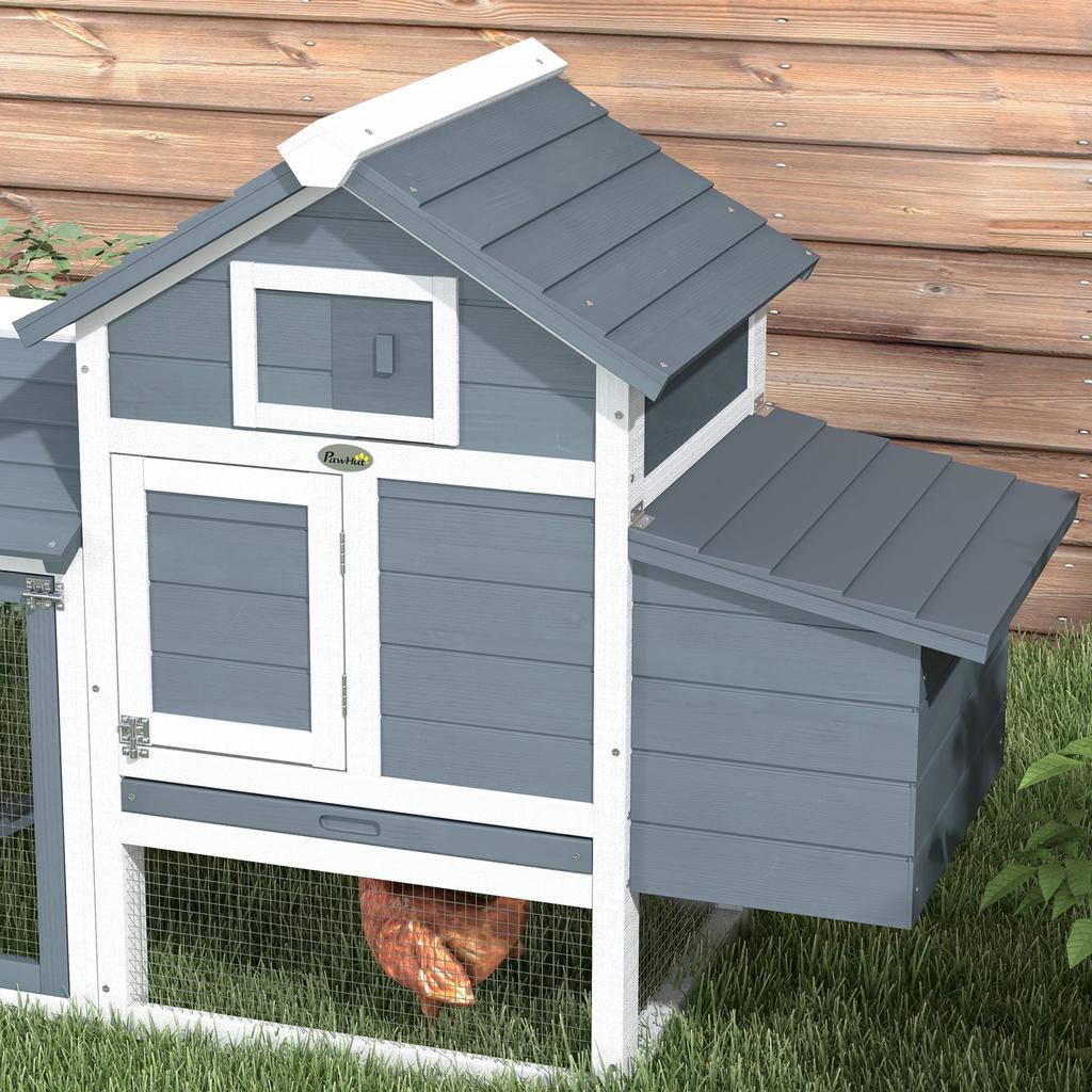 Small Chicken Coop Cottage Style Raised Hen House Dimensions 150.5 L X 54 W X 87 H Cm Multi Equipment Solid Spruce Wood