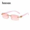 New Lady Small Rimless Square Diamonds Sunglasses Women Brand Fashion Rhinestone Gradient Rectangle Sun Glasses Female Uv400