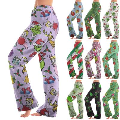 Женские Зимние Брюки с Принтом Полной Длины Длинные Спортивные Брюки