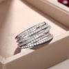 Sterling Fashion Multi-Layered Cross Finger Ring Jewelry Dazzling CZ Stone Daily Wear Statement Rings for Women
