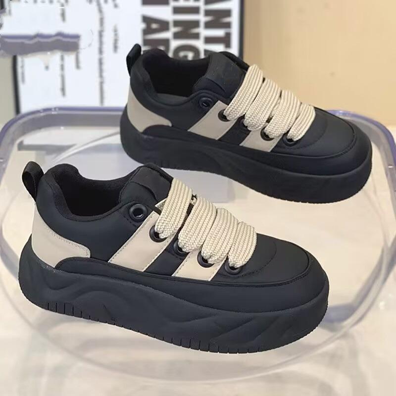 Весенне-осенние новые ретро уродливые милые туфли-хлебушки женские на платформе с увеличением высоты дышащие туфли на маффиновой подошве повседневная спортивная обувь