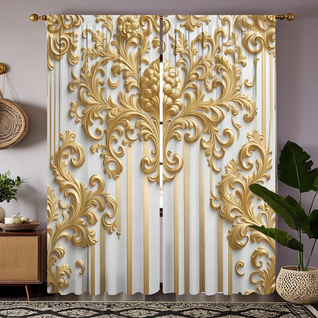 2-х компонентные HD цифровые желтые цветные европейские тисненые цветочные шторы для украшения дома в стиле декоративной гостиной и спальни