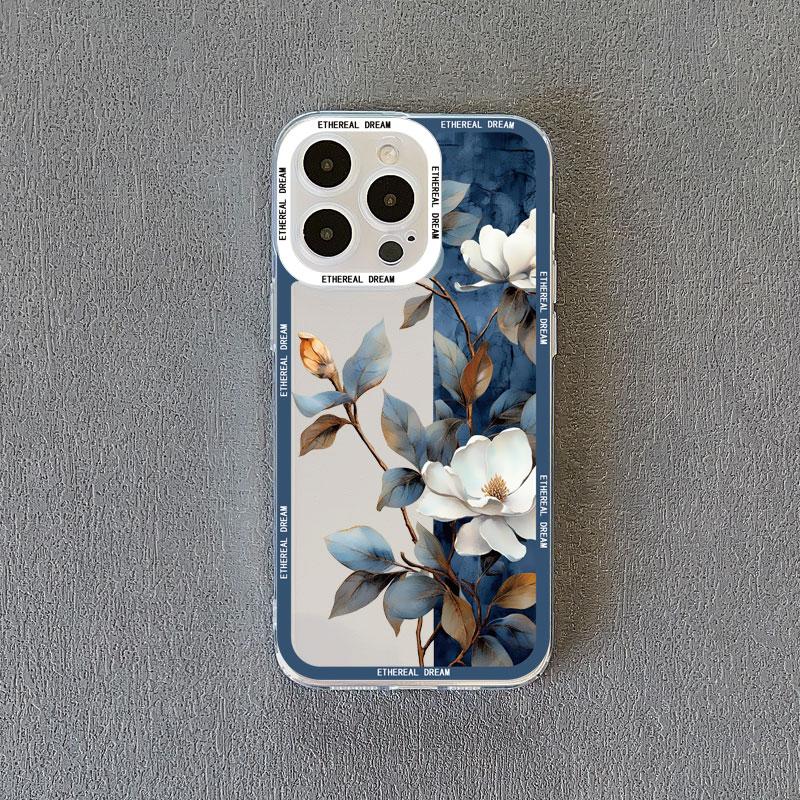Винтажный прозрачный чехол с цветами для iPhone 15 14 Pro Max 12 11 13 Pro Max 7 8 14 15 Plus SE2 X XR XS, задние крышки с бабочками и растениями