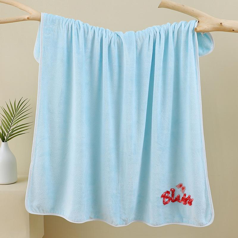 Детское быстросохнущее, впитывающее воду, толстое коралловое флисовое одеяло и банное полотенце с вышивкой - большое, не линяет.