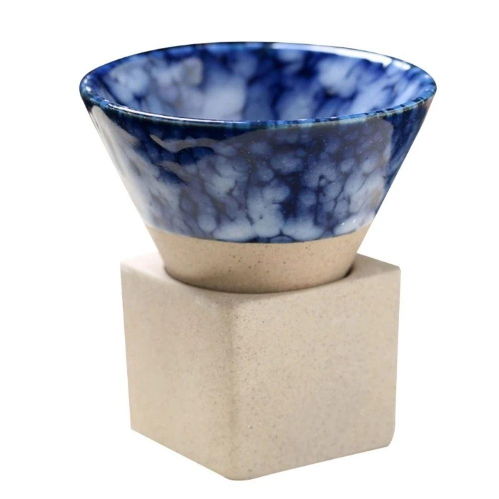 Creative Vintage Ceramic Coffee Mugs 100ml with Base Afternoon Tea Cup Triangular Cone Shape Coffee Cup Home