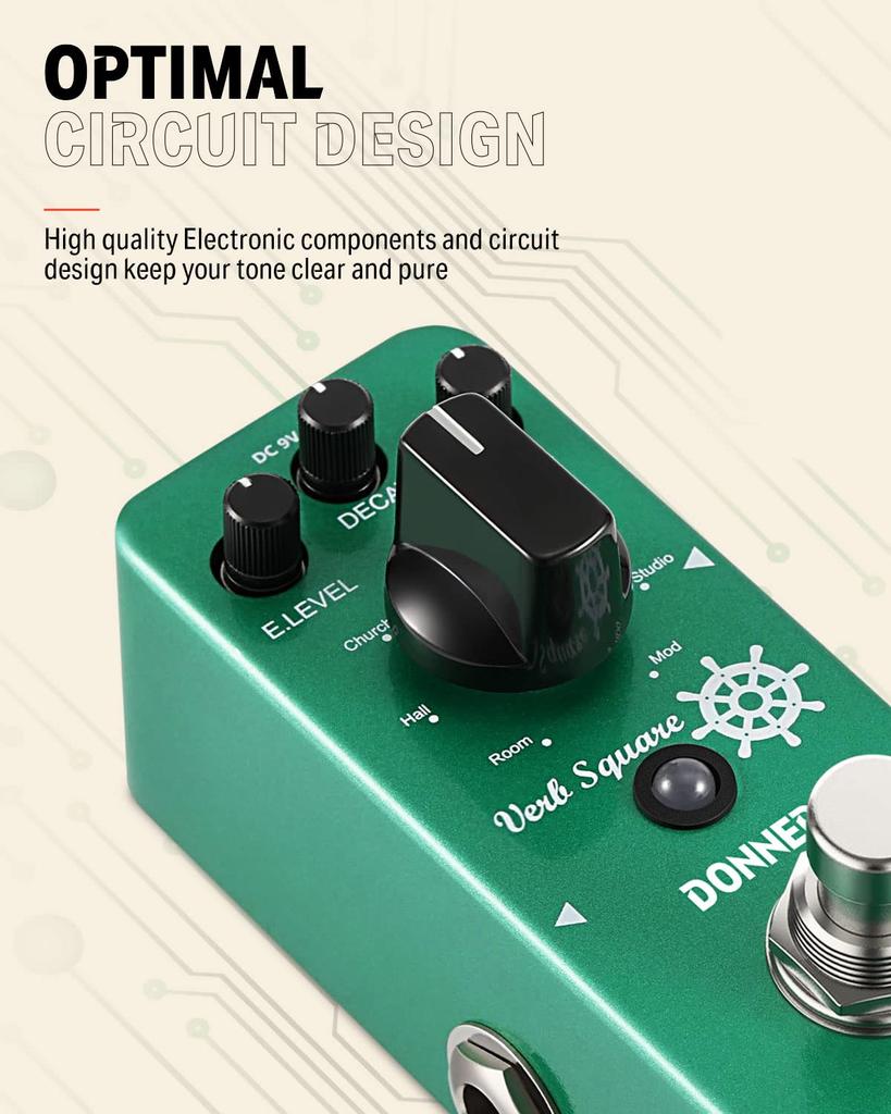 Donner Reverb Effector 7 Mode Modulation Verb Square