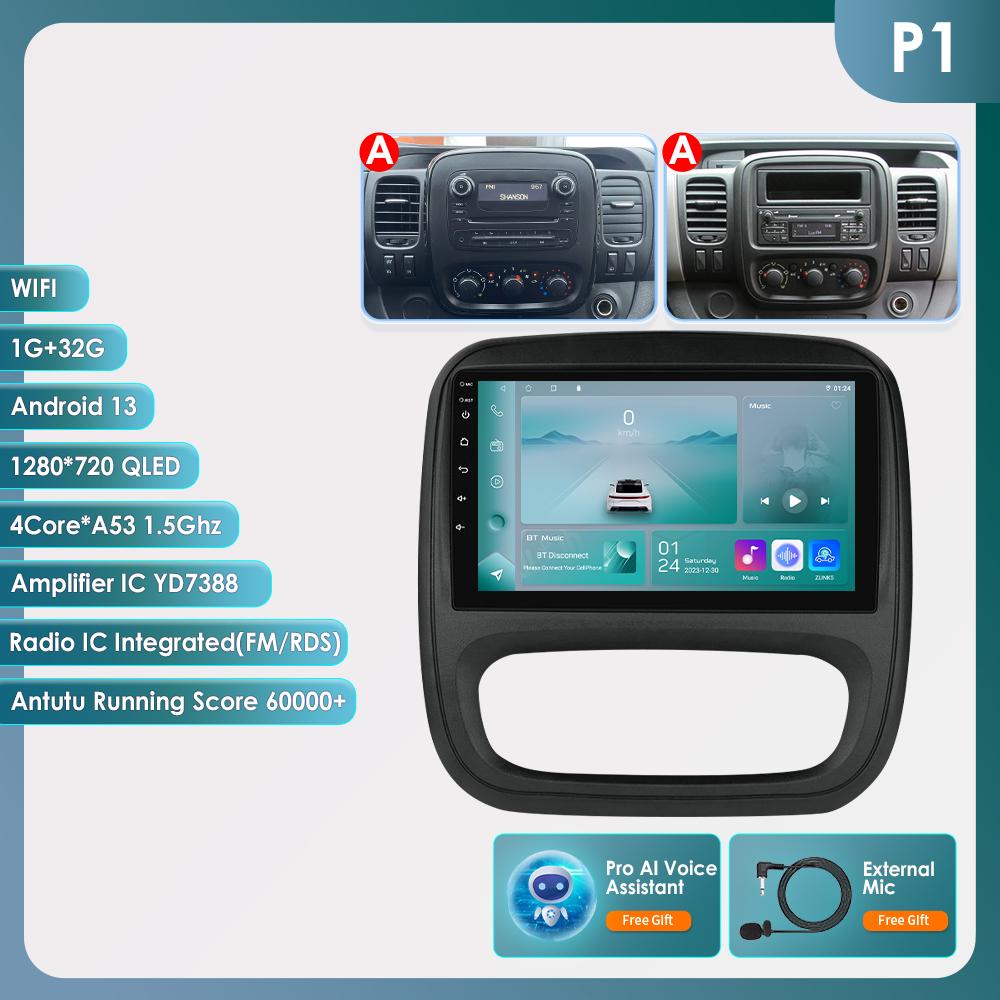 Hizpo 4G AI Voice Android Auto Radio для Renault Trafic 3 2014-2021 для Opel Vivaro B 2014-2018 Carplay Car Multimedia Intelligent Screen GPS 2din