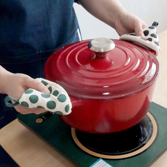 Треугольная хлопковая крышка ручки кастрюли. Жаропрочная точечная печать. Устойчивая к ожогам подвесная петля. Толстая мини-кухонная сковорода. Крышка сковороды. Ручка-держатель. Рукав.