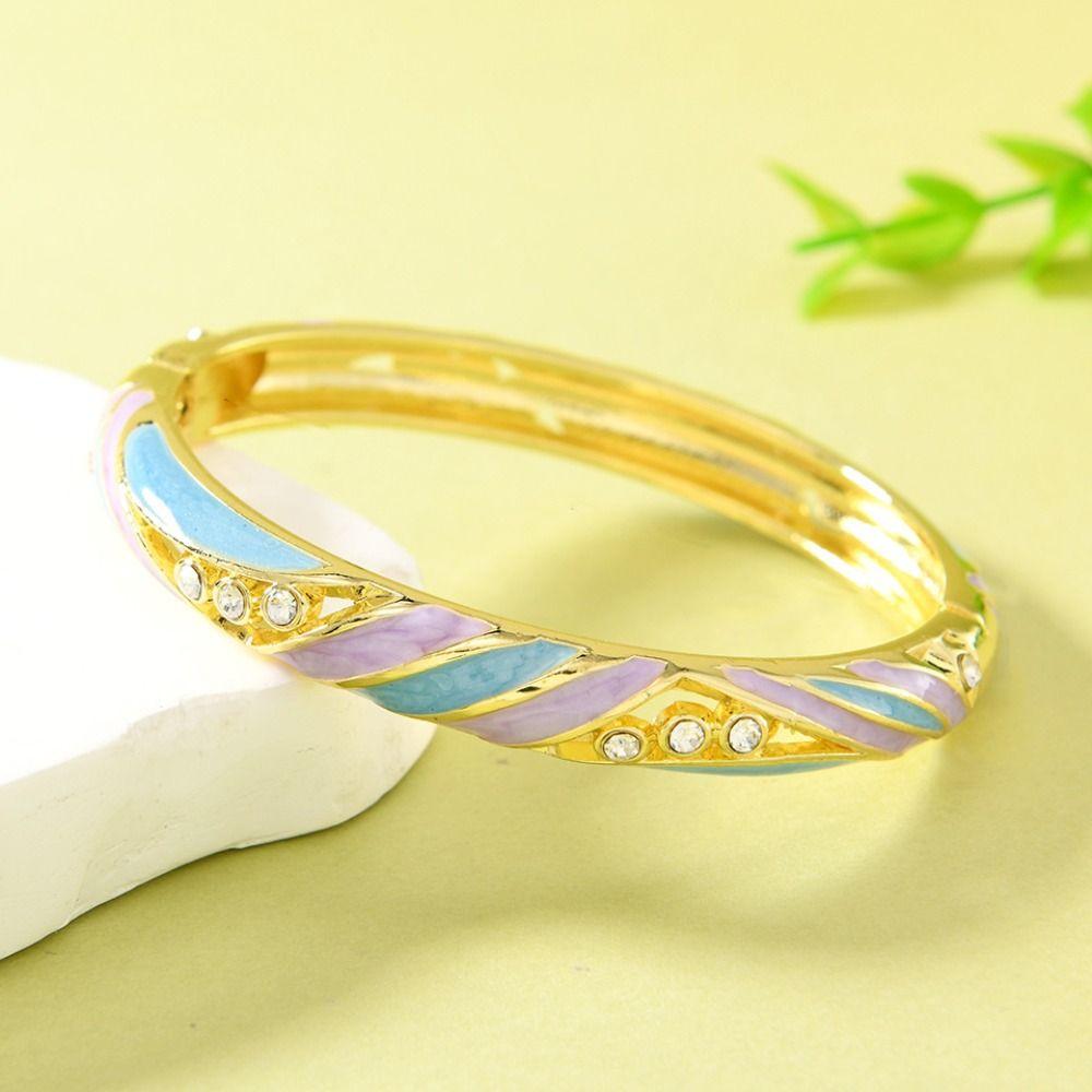 Traditional Vintage Cloisonne Bangle Lines Shape Women's Hand Bracelet  Ladies