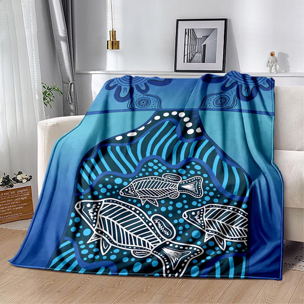 Australian Aboriginal Style 95 Blanket Comfortable Great for Bed Chair Seaside Four Seasons Universal Playful Design