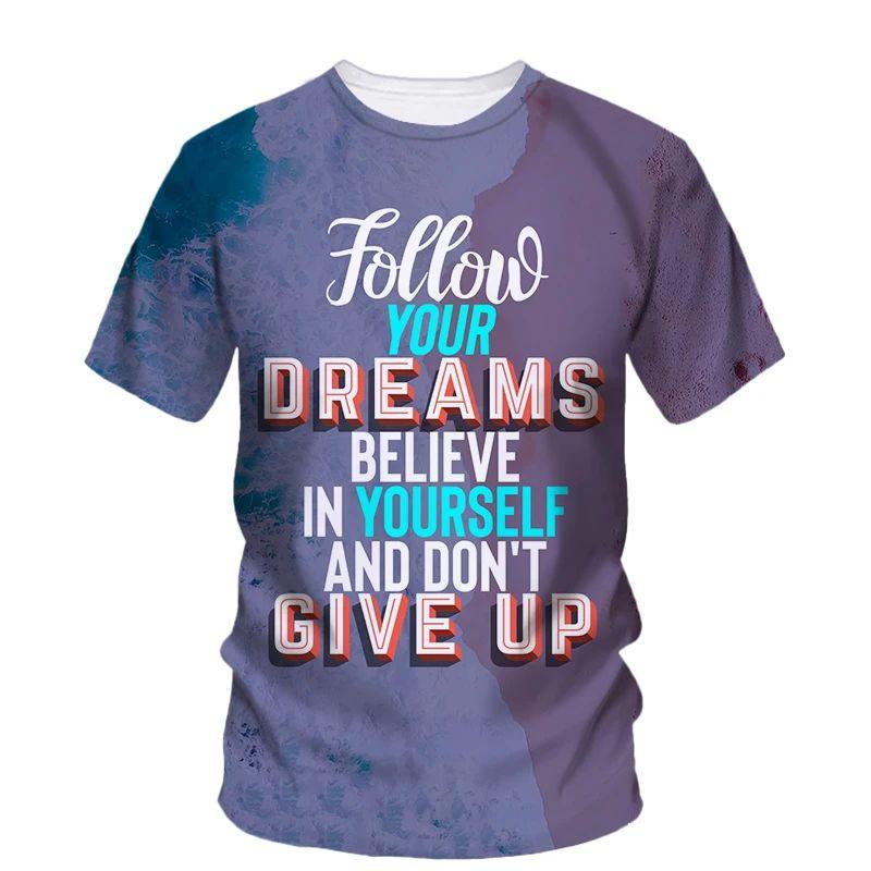 Летняя мужская вдохновляющая креативная модная футболка с узором Hd 3D-печатью, воротником O, короткими рукавами, свободный уличный топ больших размеров