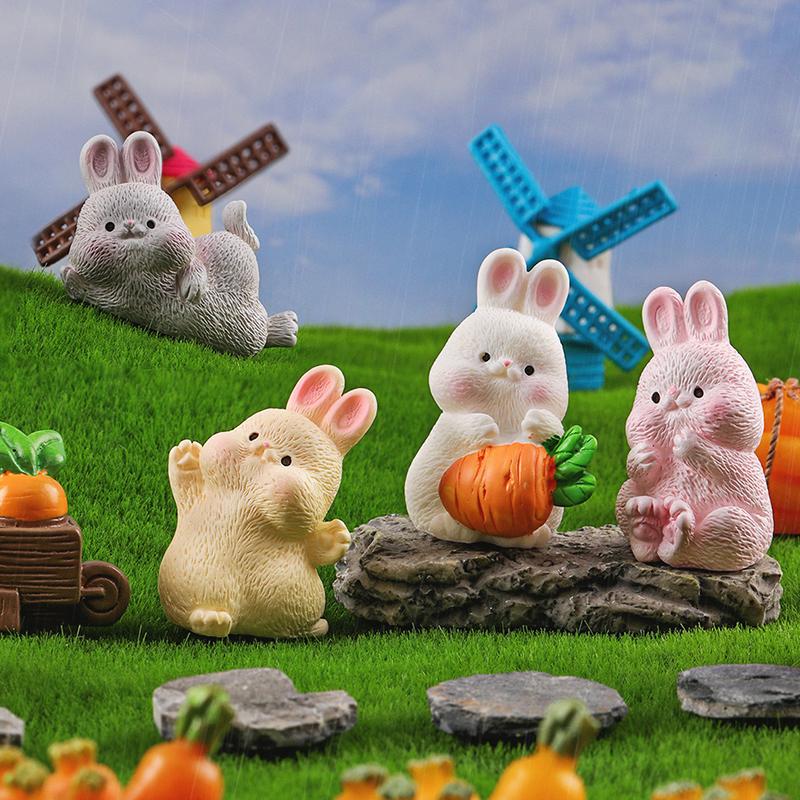 Мини Морковка Кролик Украшение Мультяшный Кролик Фигурка Микро Пейзаж Кукольный Дом Модель Машины Интерьер Домашнего Рабочего Стола Украшение