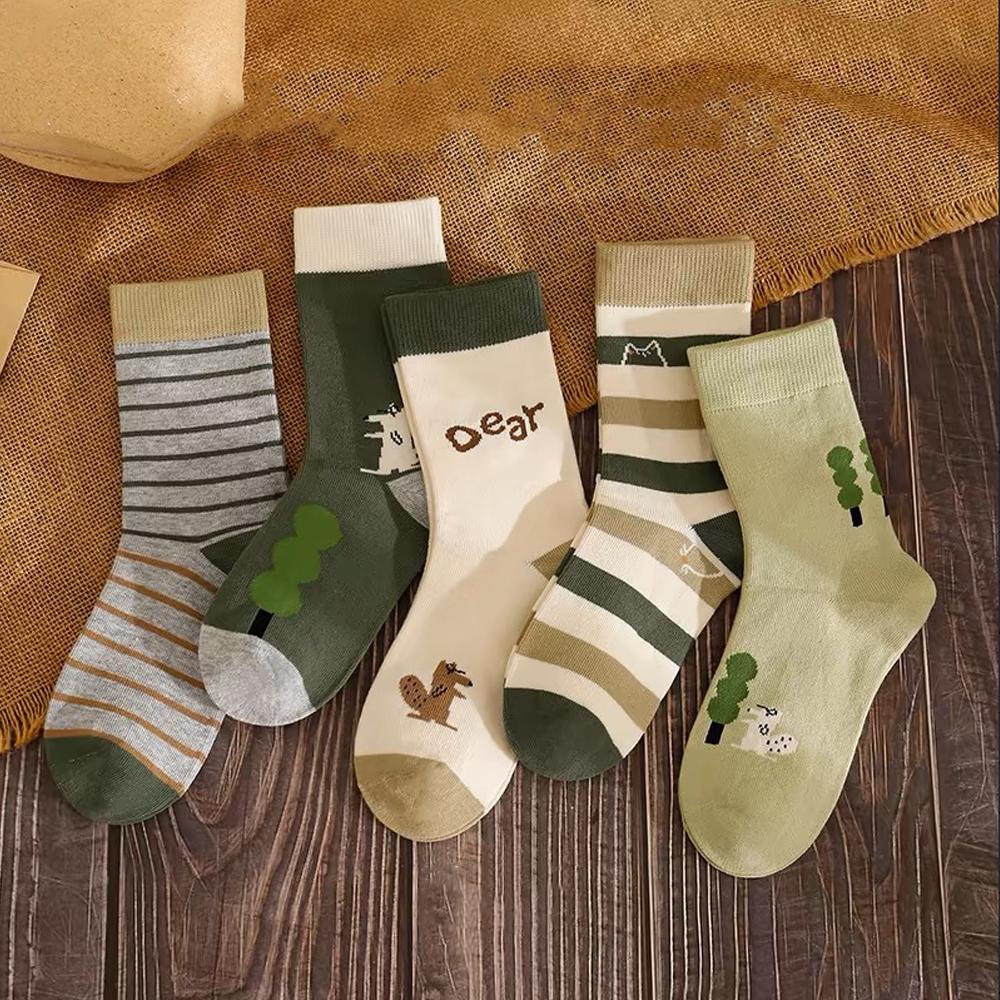 5 пар ярких цветов, носки средней длины для детей, спортивные, для школьников, весна-осень, мягкий хлопок, для малышей 1-14 лет