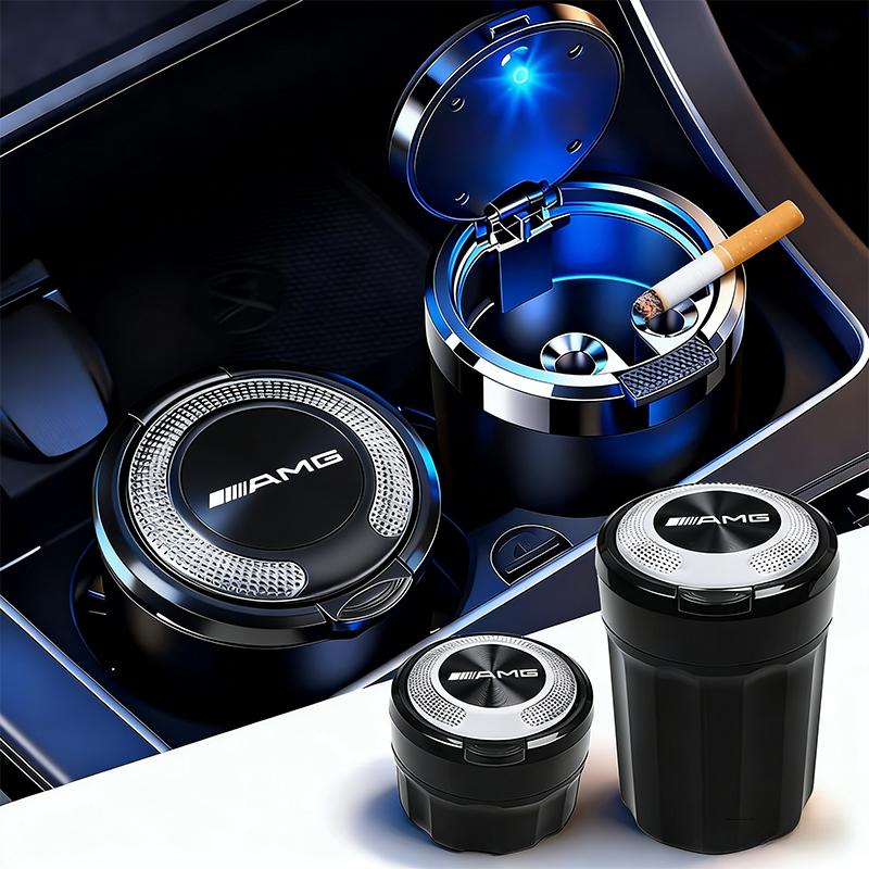 AMG Car Ashtray With Lid Ceramic Inner Liner Flame Retardant For Mercedes Benz AMG W203 W206 W220 W205 W211 W212 W201 W168 GLC. QF0