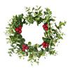 Christmas Bow Wreath Door Hanger, Artificial Pine Candlestick Garland With Ribbon, Rustic Farmhouse Wall Decor