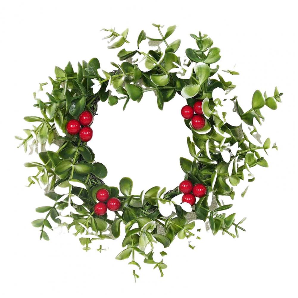 Christmas Bow Wreath Door Hanger, Artificial Pine Candlestick Garland With Ribbon, Rustic Farmhouse Wall Decor