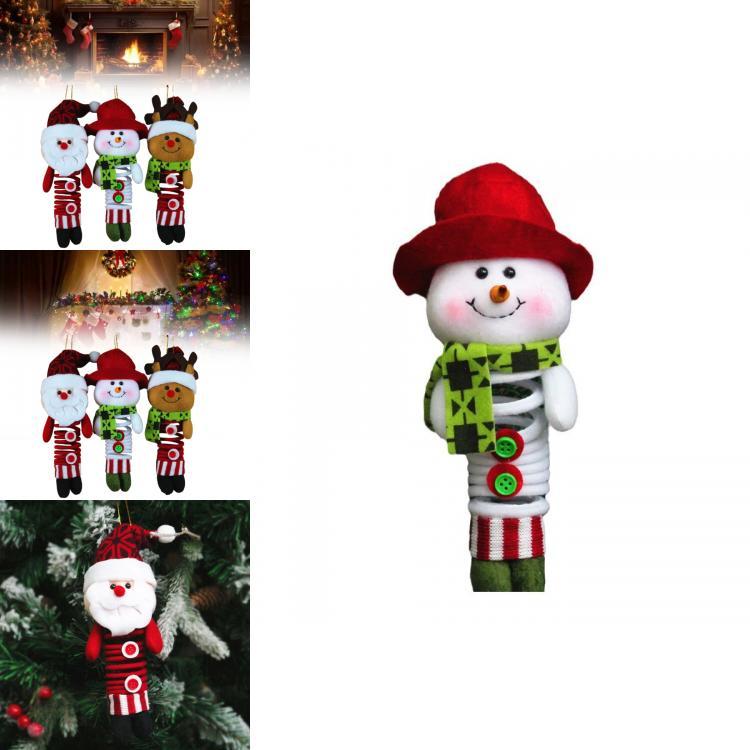 Christmas Decor Santa Snowman Reindeer Fabric Swinging Ornament For Holiday Tree