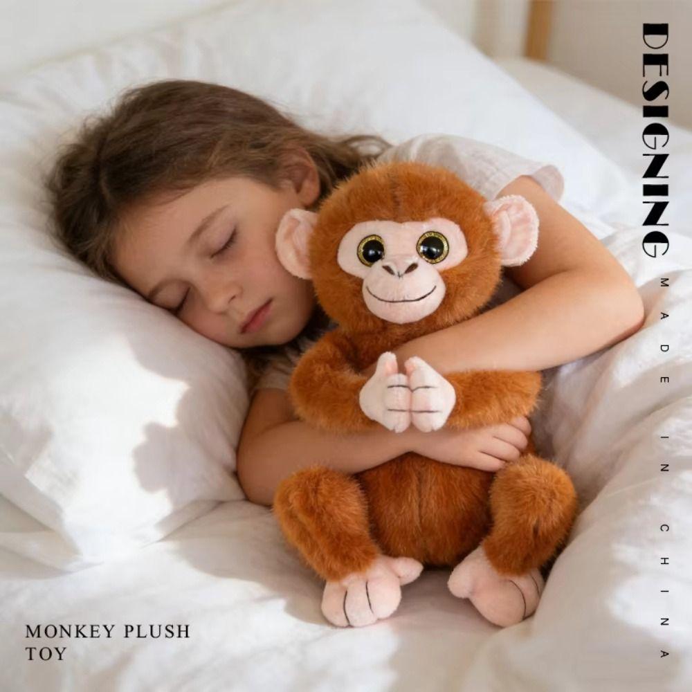 Big Eyed Monkey Plush Toy Realistice Orangutan Plush Doll Sparkling Eyes Monkey Doll Baby Toys