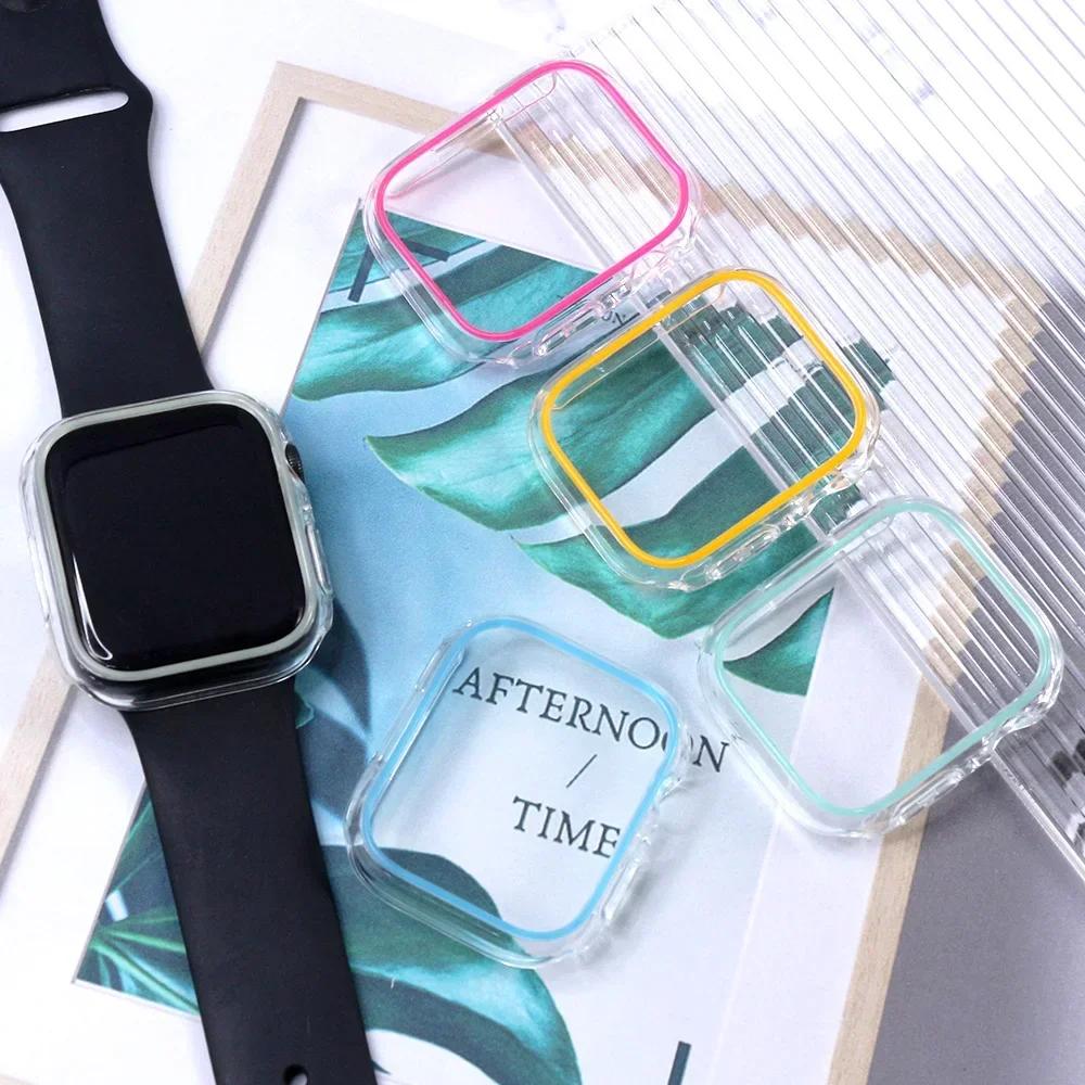 Цветная крышка для корпуса Apple Watch Ultra 49 мм 45 мм 44 мм 41 мм 40 мм Жесткий ПК Бампер Защитная рамка iWatch 8 7 6 5 SE Аксессуар