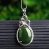 Серебряное ожерелье-подвеска 925 пробы с нефритом Хэтянь для женщин с сертификатом - Дизайн из натуральной яшмы