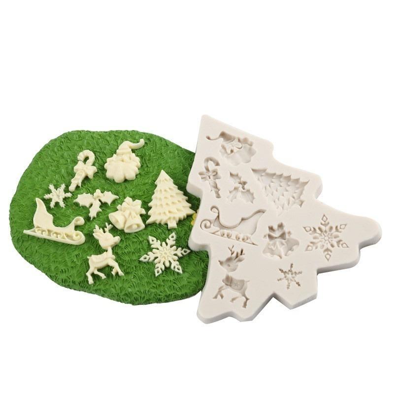 1шт Санта-форма Рождественская елка DIY силиконовая помадка для выпечки украшения инструмент силиконовая форма шоколадная форма