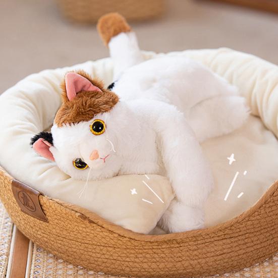 Имитация куклы-кошки, 3D глаза, склонная осанка, кукла-котенок, мягкие пушистые плюшевые игрушки-компаньон, подушка для сна, чучело куклы, орнамент, плюшевая игрушка, подарок на день рождения