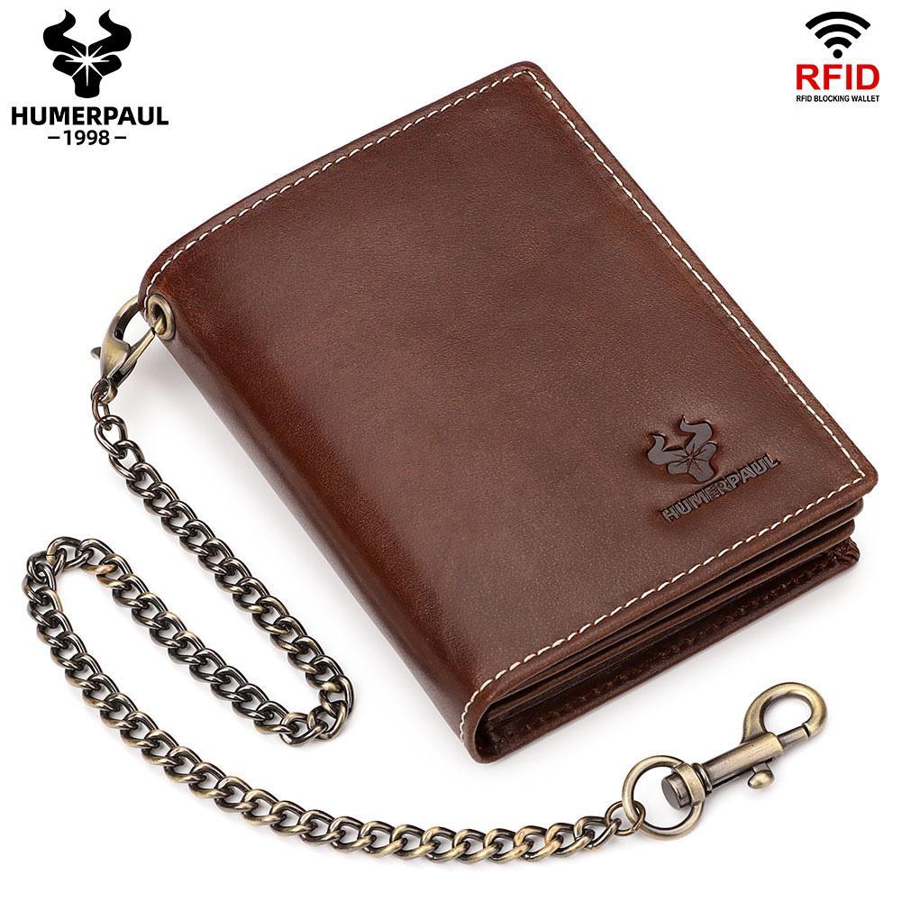 Humerpaul Genuine Leather Men Wallet Rfid Slim Card Holder with Anti-lost Pocket