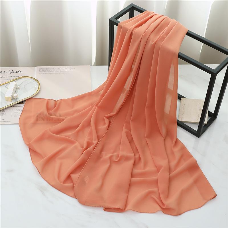 Summer Long Silk Scarf For Women Large Shawl Wrap Headband Solid Design Hijab Beach Stoles Female Foulard Echarpe Bandana