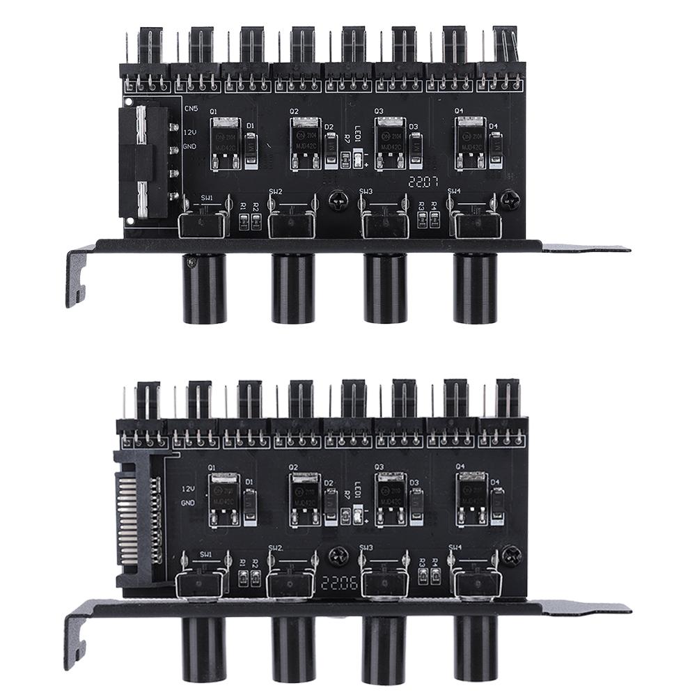 Хаб для вентиляторов корпуса ПК Адаптер SATA/4-pin 8-канальный ШИМ-хаб Контроллер скорости вентиляторов охлаждения 4 ручки Хаб для вентиляторов охлаждения корпуса ПК