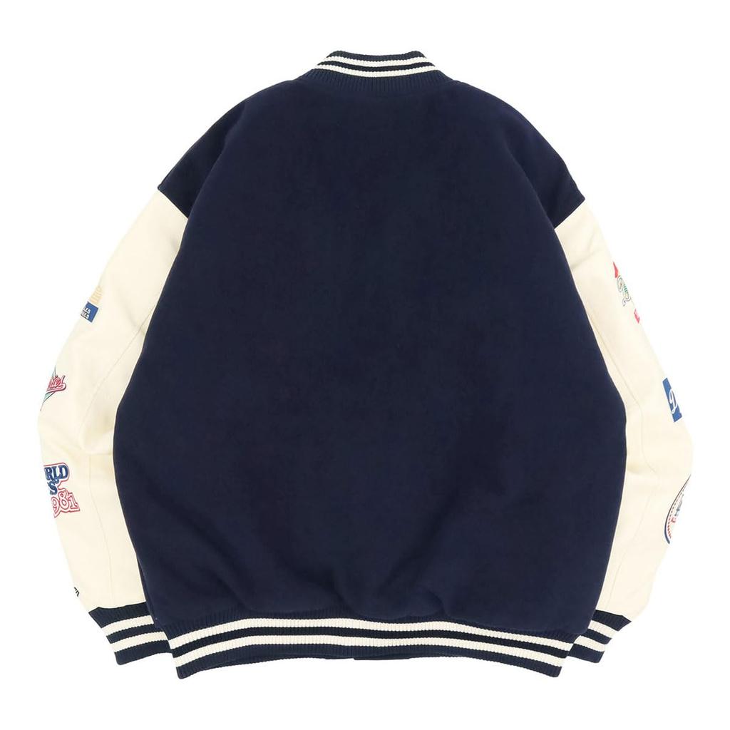New Era Korean Design MLB Stadium LA L AP MLB PATCH VARSITY JK44 LOSDOD SCAP JP Jacket, Navy,