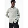 H M Linen sHirt sliM Fit Sage Green