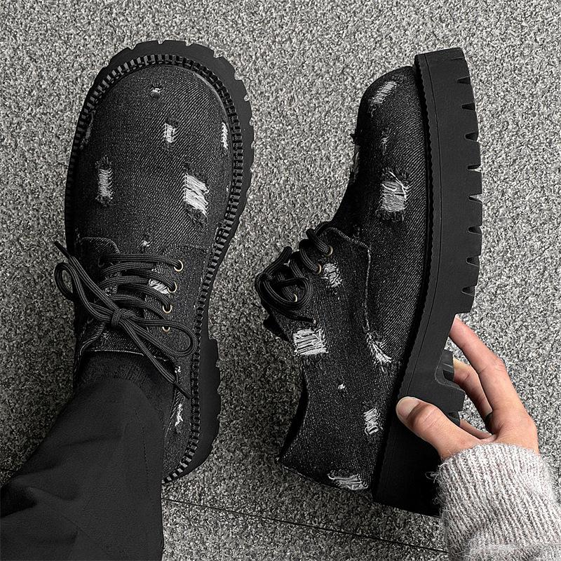 2024 новые туфли дерби с большой головой мужские осенне-зимние на платформе повседневные кожаные туфли с отверстиями 9261-J