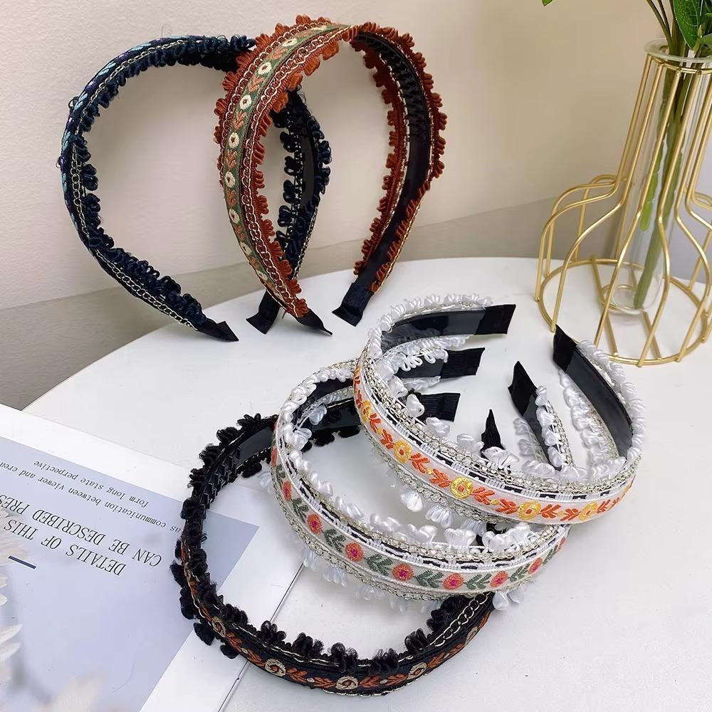 Retro Style Head Hoop Boho Headdress Hair Accessories Embroidery Headband  Women Girls