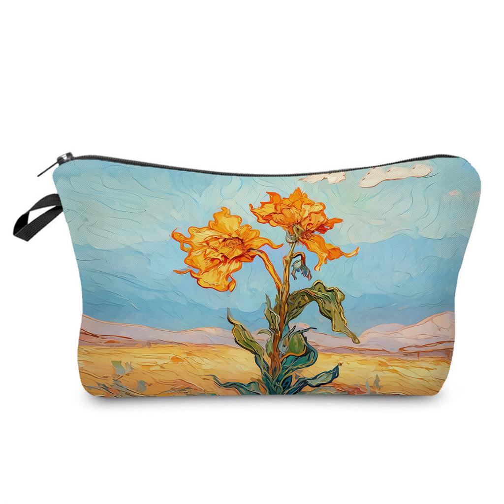Women Oil painting of flowers Print Cosmetic Bag Toiletries Organize Travel Storage Case 6386