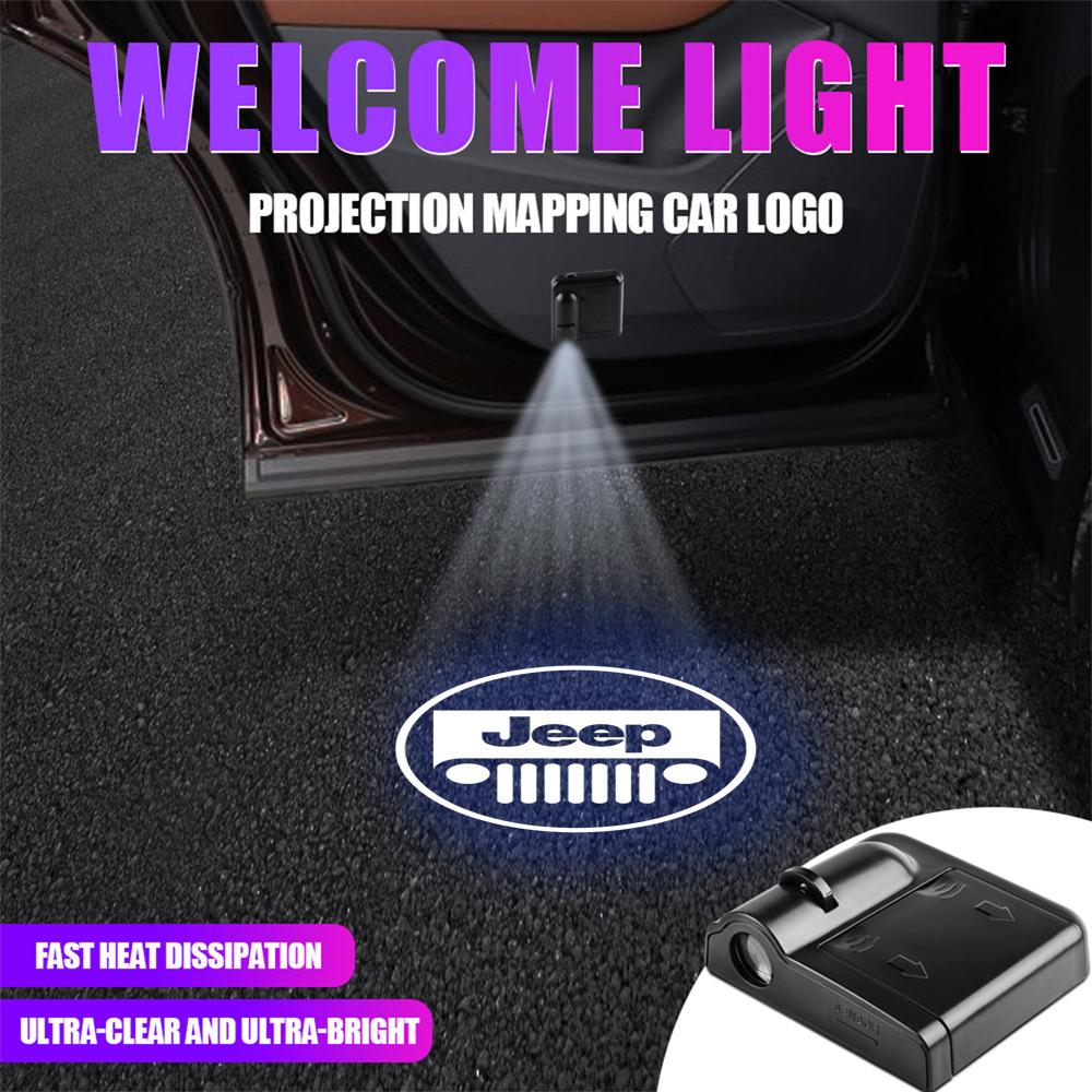 Car HD Door Welcome Light Wireless Led Projector Lamps For Jeep Renegade Wrangler jk Compass Cherokee Patriot Liberty Renegade NXJPT1