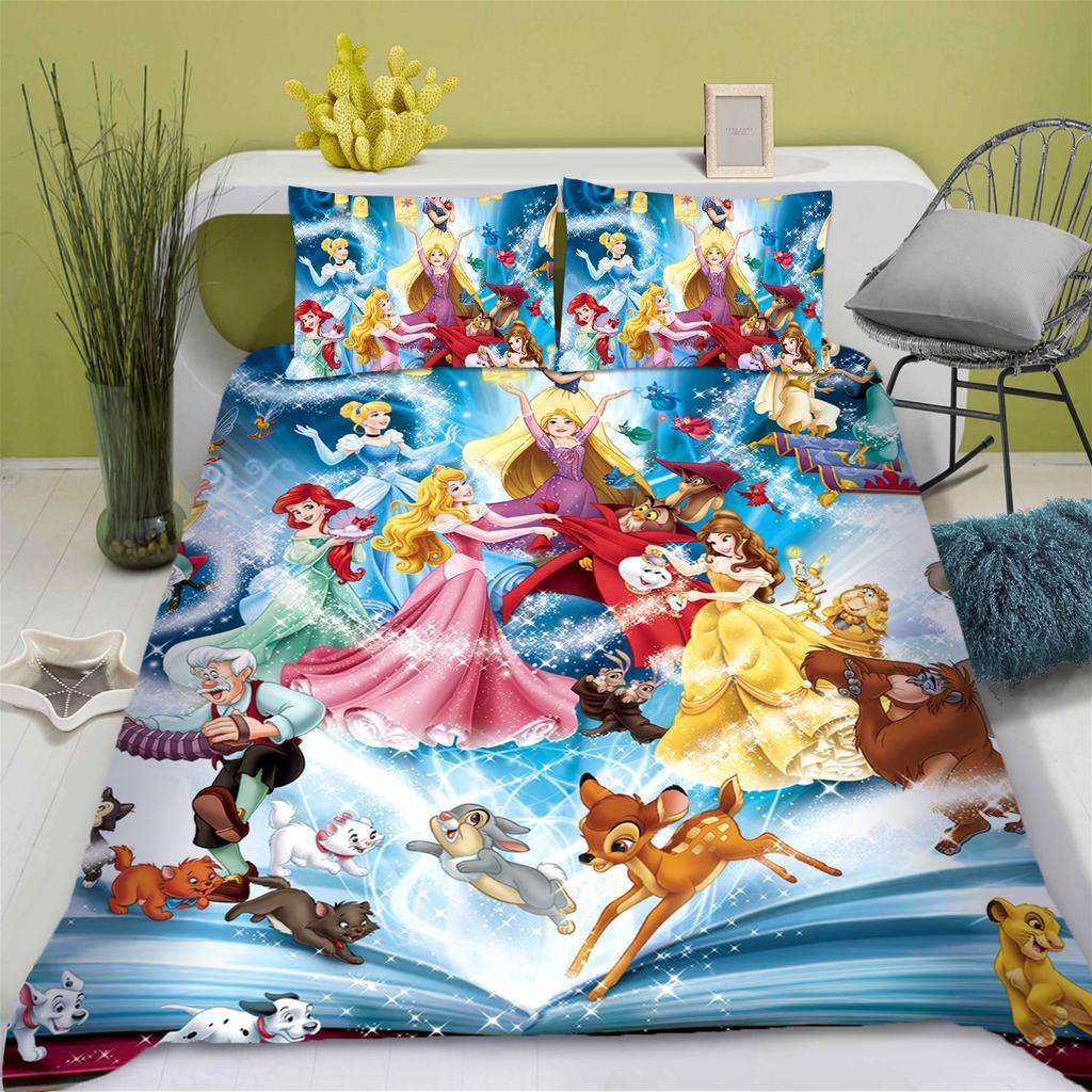 Princess Cinderella Cartoon Quilt Cover Duvet Breathable 3D Cute Printed Bedroom Comforter Warmth Polyester Bedding