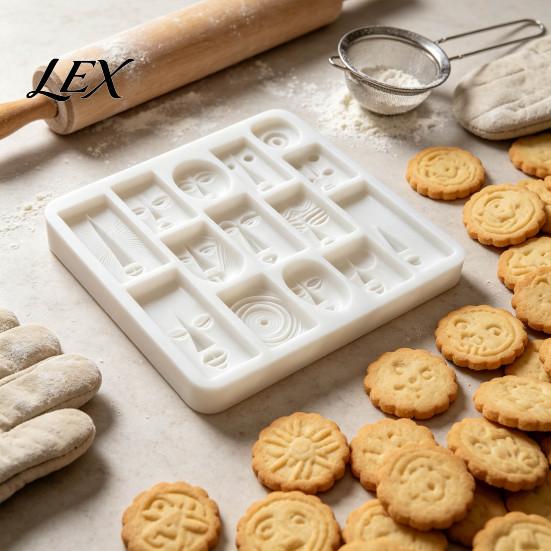 Artistic Face Shape Fondant Cutter Art Styling Baking Mold, Multi-grid Flexible Geometric Texture Tray, Abstract Resin Craft Mold PLA Chocolate