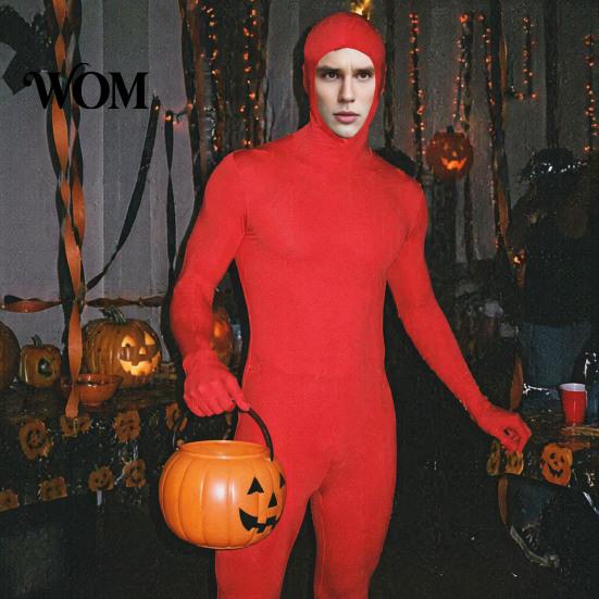 Lightweight Performance Jumpsuit Full Body Zentai Suit for Men Women, Open Face Halloween Cosplay Stretchy Outfit Bodysuit, Adults Spandex Unitard
