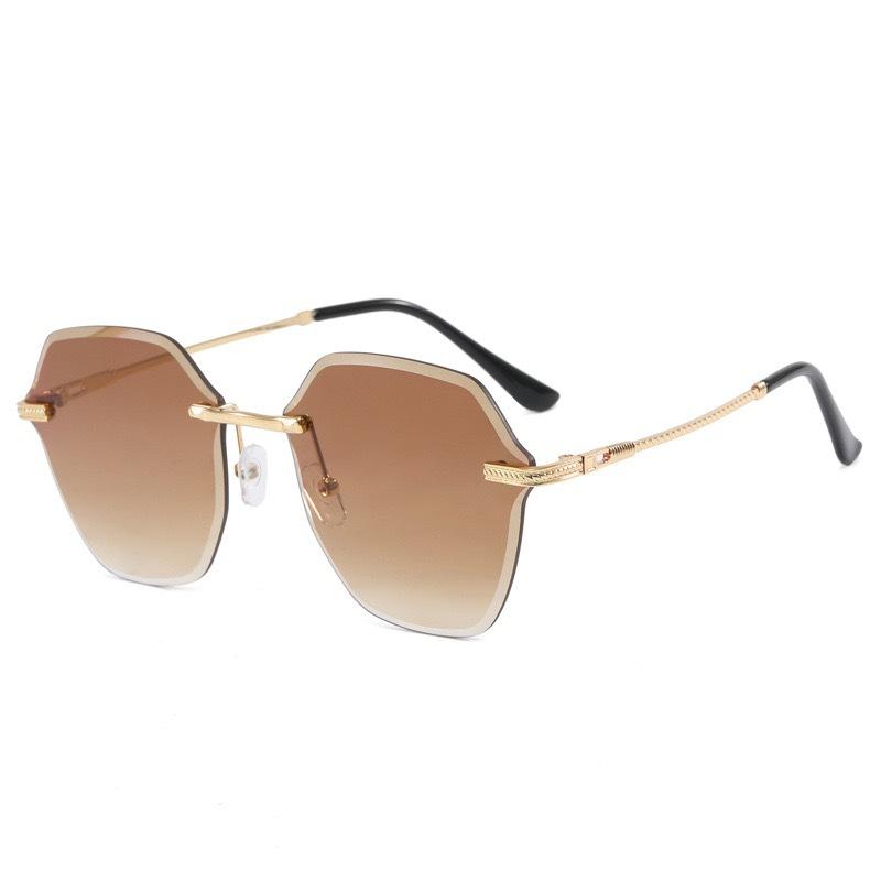 Ins Glasses Sunglasses Women'S Street Photography Frameless Trimmed Big Face Metal Sunglasses